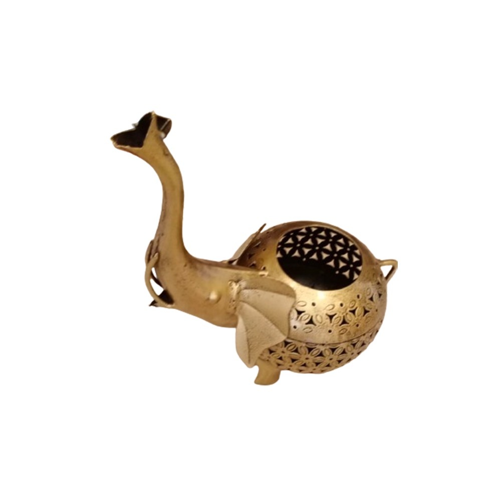 Iron Trunk Up T light Elephant Daisy Lota – 11 Inches Decorative Candle Holder